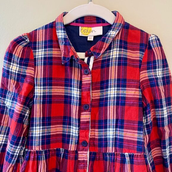 MINI BODEN Plaid Dress Girls 5-6 5T 116cm Cozy Cotton Holiday Tartan Winter - Picture 3 of 7